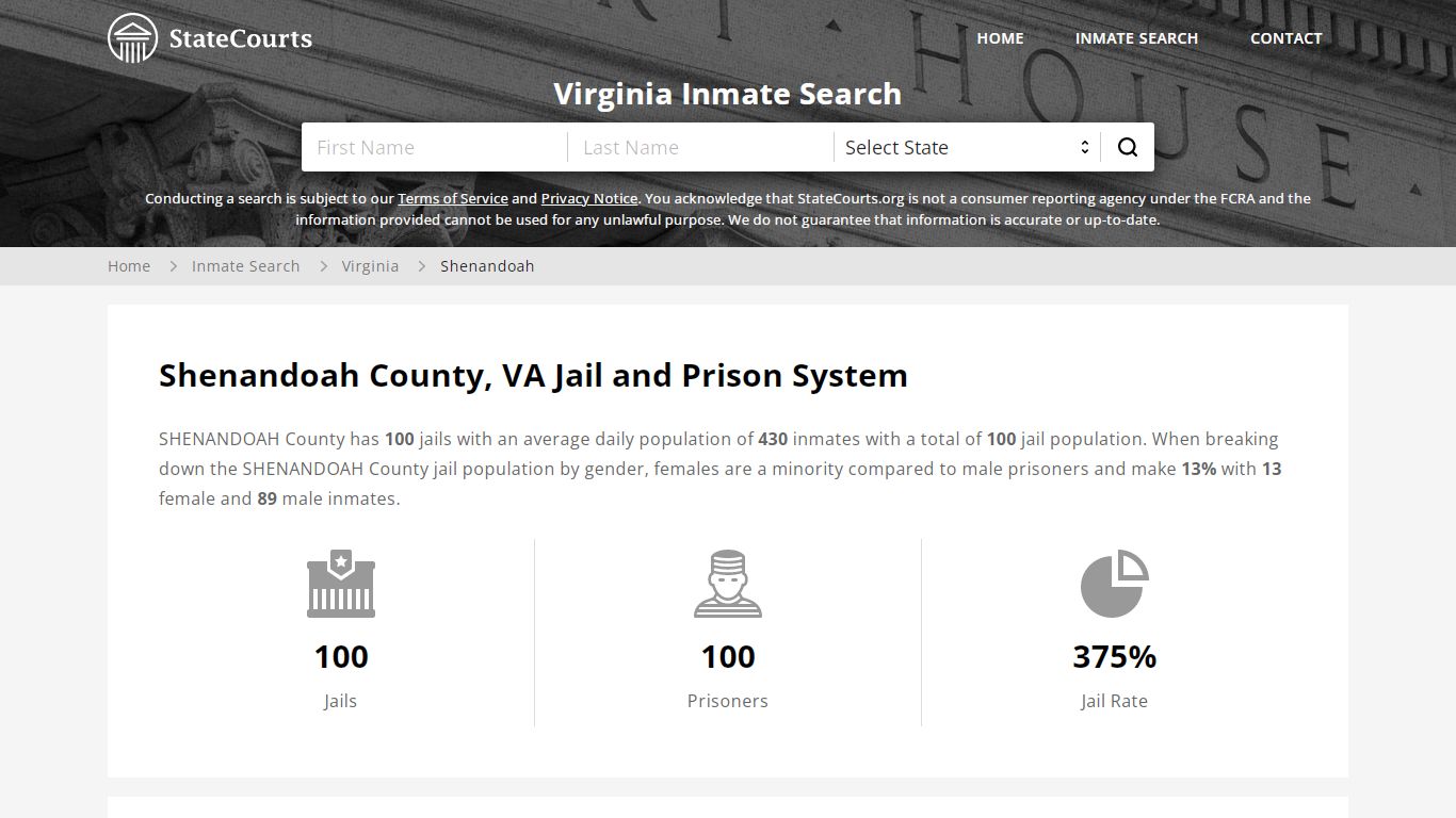 Shenandoah County, VA Inmate Search - StateCourts