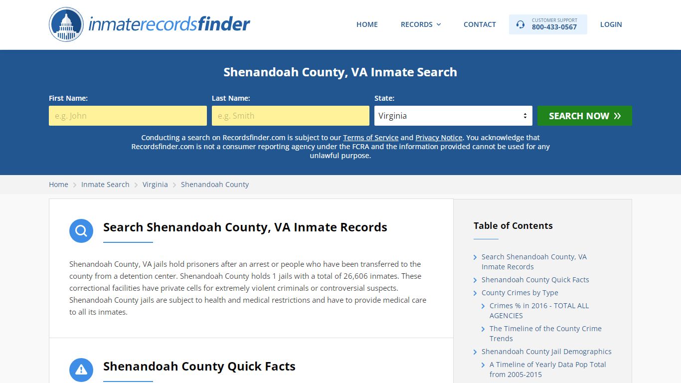 Shenandoah County, VA Inmate Lookup & Jail Records Online