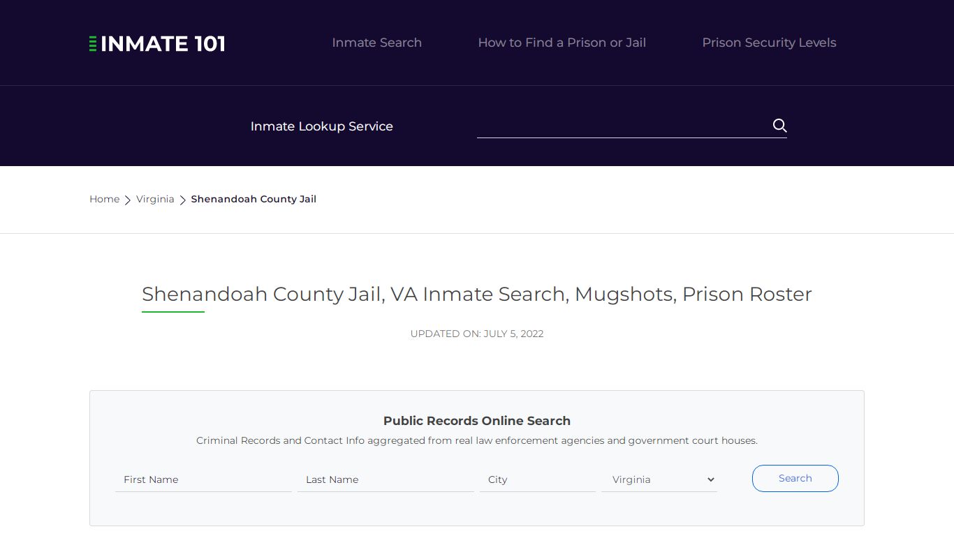 Shenandoah County Jail, VA Inmate Search, Mugshots, Prison ...