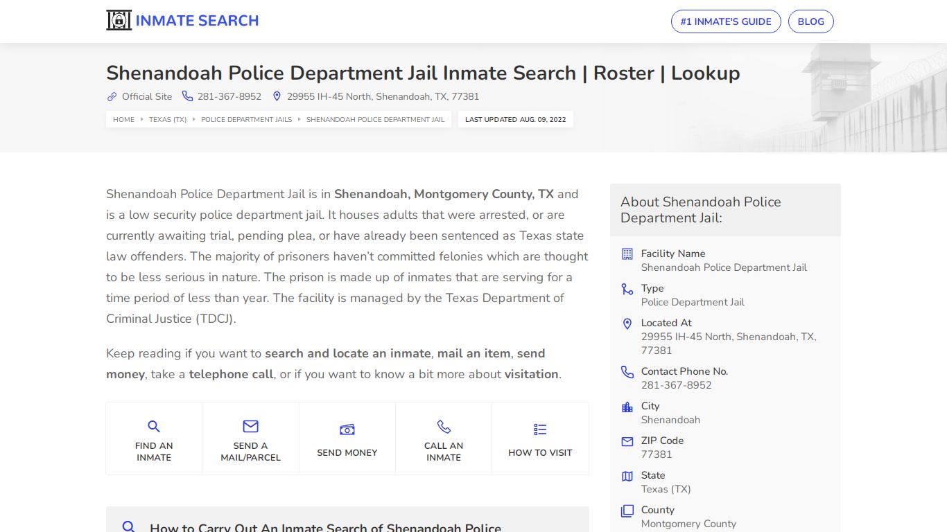 Shenandoah Police Department Jail Inmate Search | Roster ...